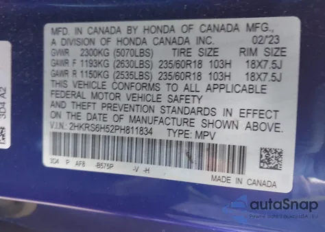 2023 Honda Cr-V Hybrid Sport from USA, damaged, VIN 2HKRS6H52PH811834